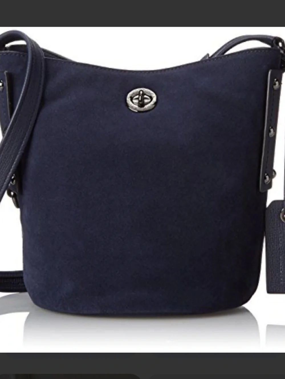 Marc Jacobs Pebbled Leather and suede bucket crossbody bag.
